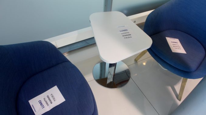 Reserved seats for Finnair Lumo in the Finnair Lounge in Helsinki