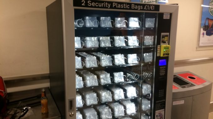 Security plastic bags for sale at Liverpool airport