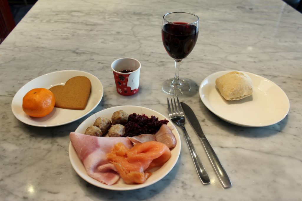 Swedish Christmas lunch in the SAS Gold Lounge at Stockholm Arlanda