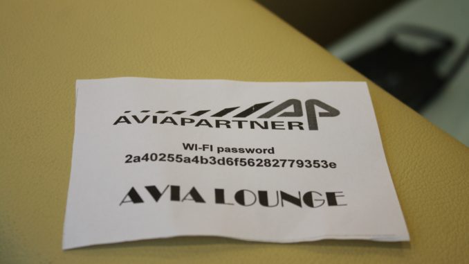 Wi-Fi code for the Avia Lounge at Rome Fiumicino airport