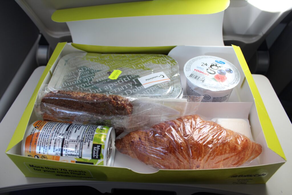 Air Baltic pre-ordered breakfast