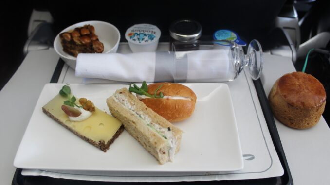 Afternoon tea in British Airways Club Europe Belfast-London