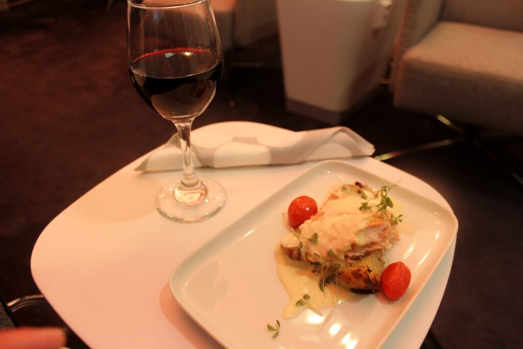 Dinner in the Finnair Premium Lounge in Helsinki