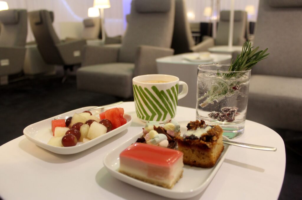 Dinner in the Finnair Premium Lounge in Helsinki