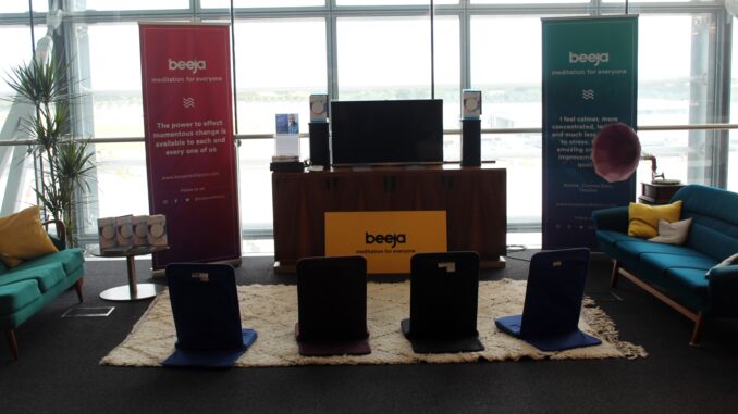 Pop-up meditation corner in the British Airways Galleries First Lounge at London Heathrow