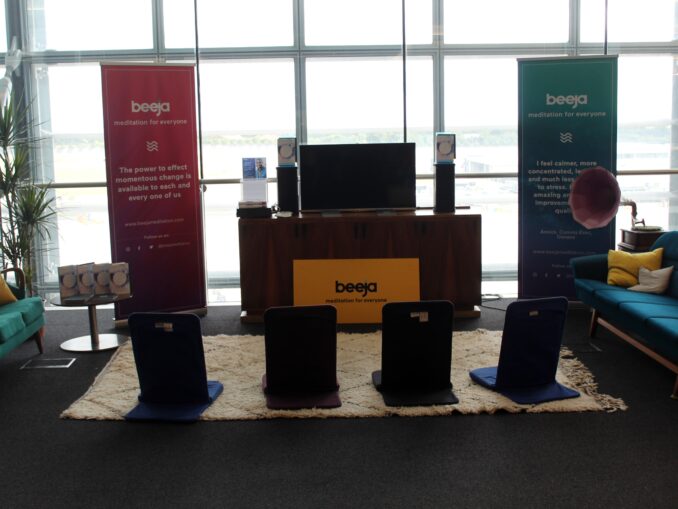 Pop-up meditation corner in the British Airways Galleries First Lounge at London Heathrow