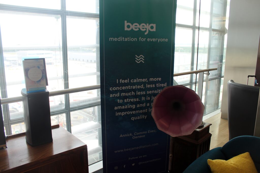 Pop-up meditation corner in the British Airways Galleries First Lounge at London Heathrow