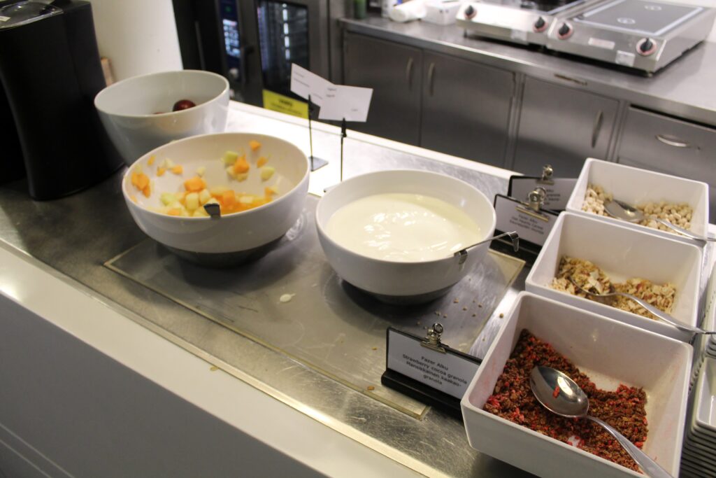 Breakfast in the Finnair Lounge in Helsinki