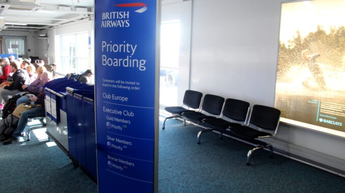 British Airways priority boarding at Newcastle airport