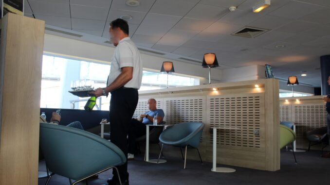 Champagne offered in the Air France Lounge at Paris CDG