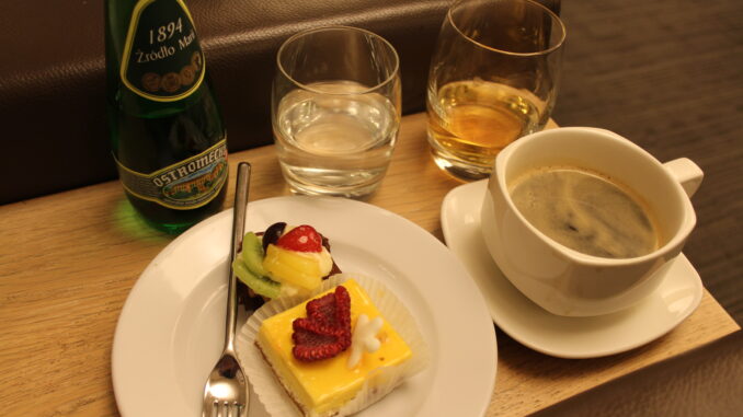 Desserts in the LOT Elite Club Lounge in Warsaw