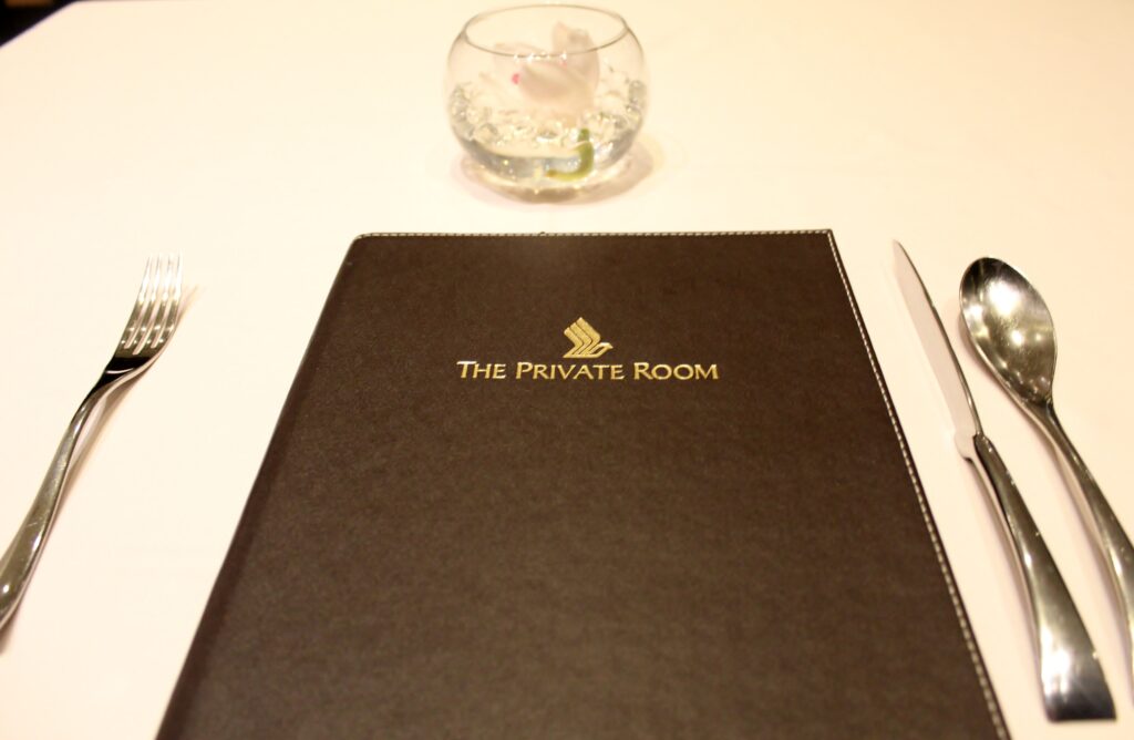 Dinner in Singapore Airlines The Private Room at Singapore Changi