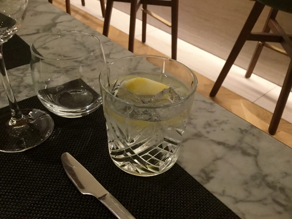 Gin & tonics in the Qantas Lounge at London Heathrow