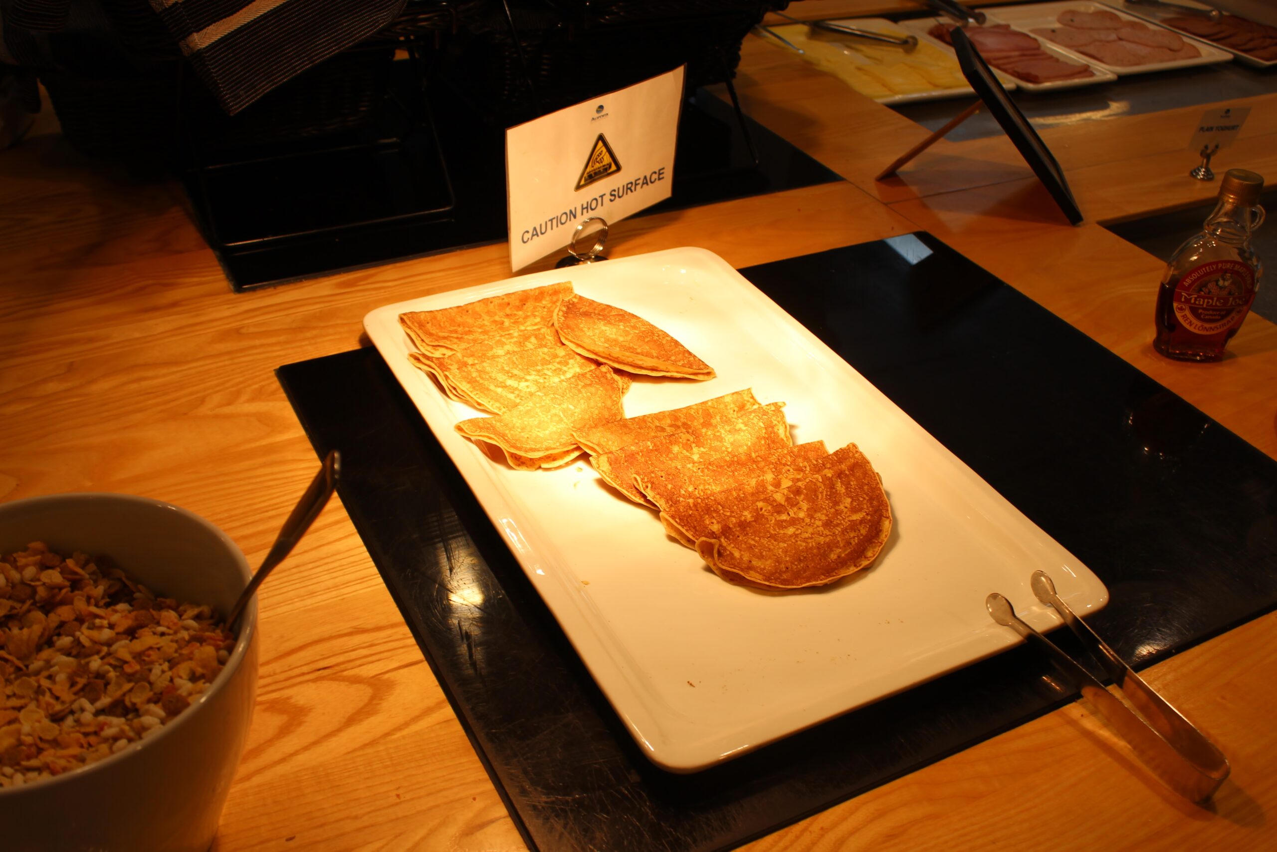 Pancakes in the Menzies Aurora Lounge at Stockholm Arlanda 