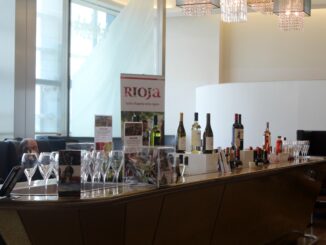 Rioja wines at the Gold Bar in the British Airways Galleries First Lounge at London Heathrow