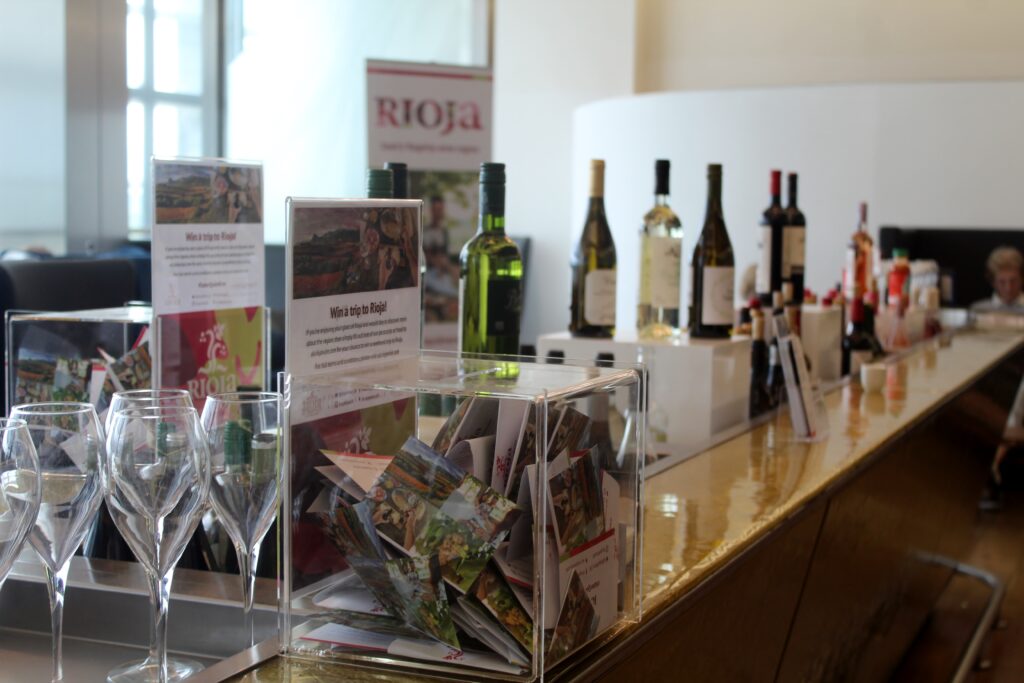 Rioja wines at the Gold Bar in the British Airways Galleries First Lounge at London Heathrow