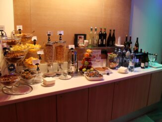 The drinks selection in the Aeroflot Blues Lounge at Moscow Sheremetyevo