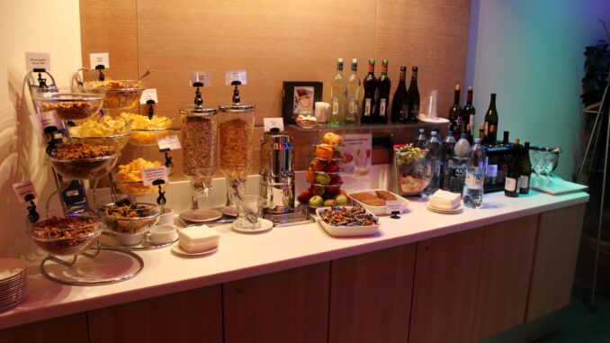 The drinks selection in the Aeroflot Blues Lounge at Moscow Sheremetyevo