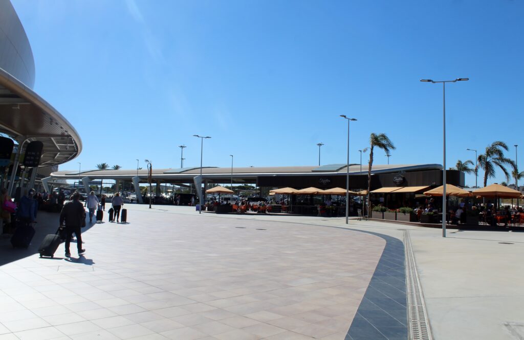 The outdoor cafe at Faro airport