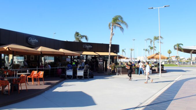 The outdoor cafe at Faro airport