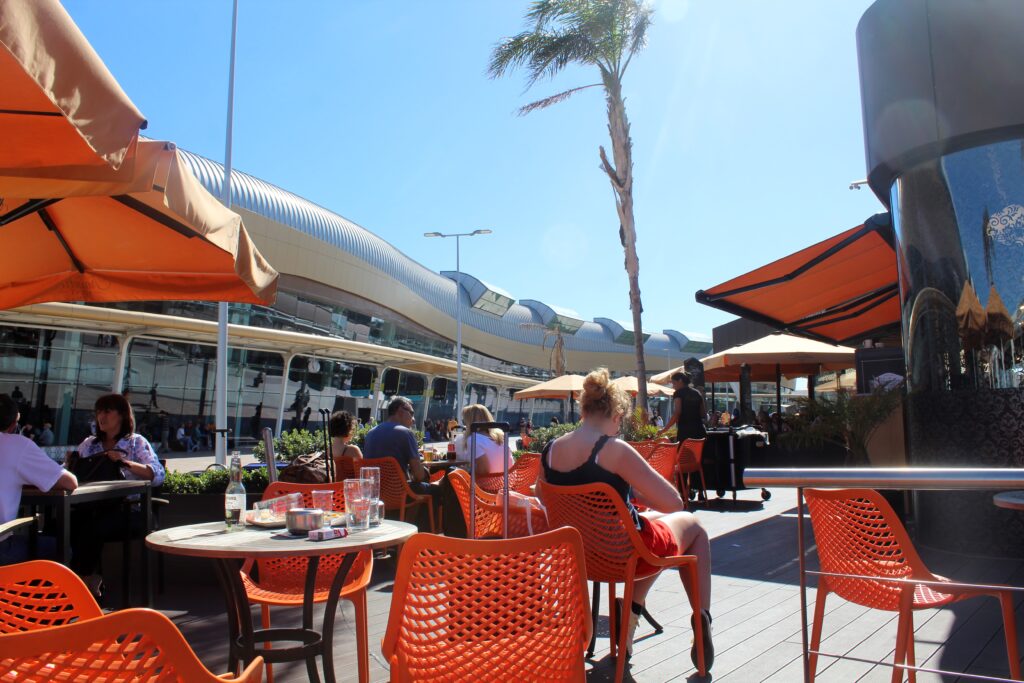 The outdoor cafe at Faro airport