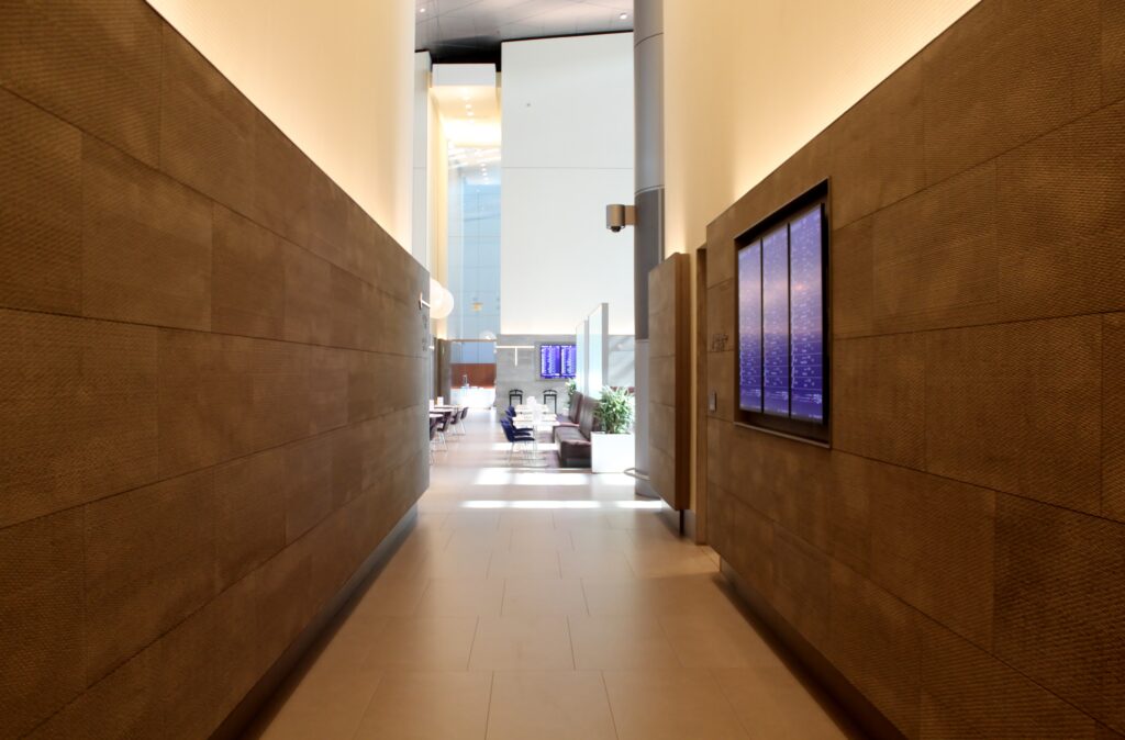 The quiet area in the Qatar Airways Al Mourjan Lounge in Doha