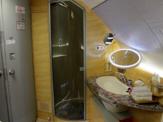 The shower in Emirates First Class on the Airbus A380
