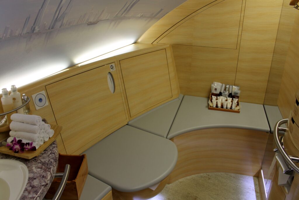 The shower in Emirates First Class on the Airbus A380