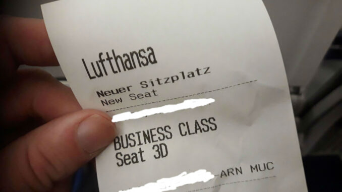 Upgraded to Lufthansa business class Stockholm-Munich