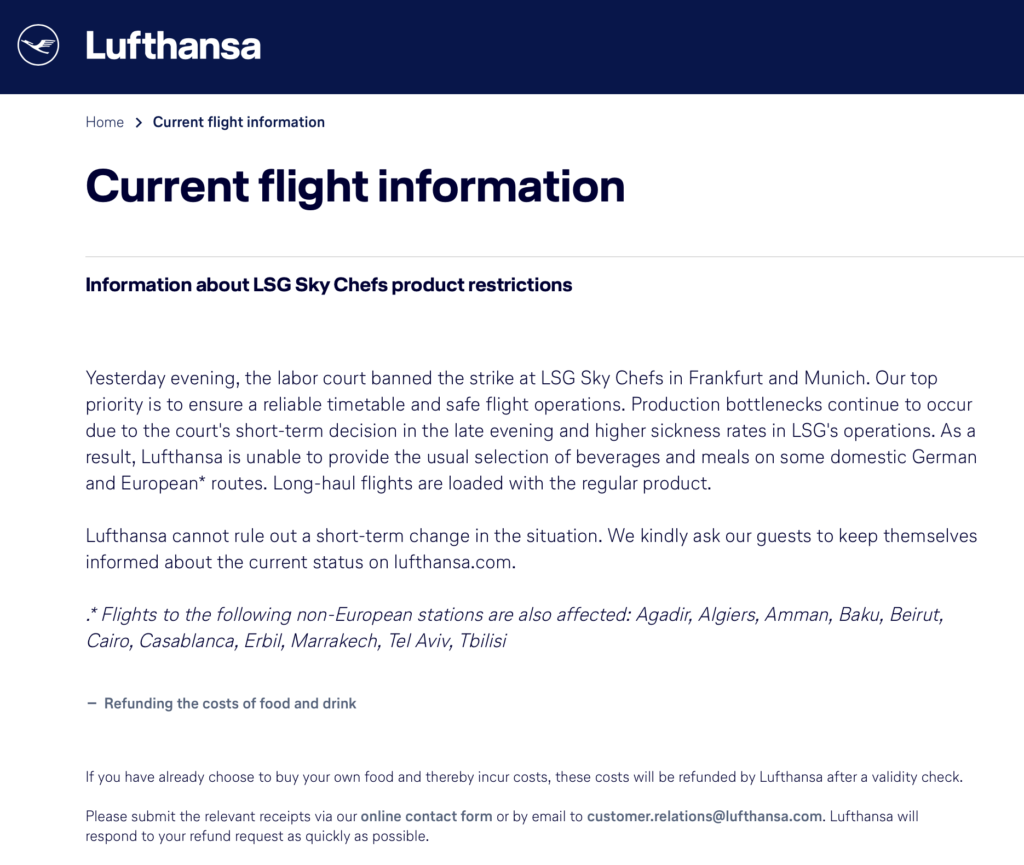 Lufthansa catering strike