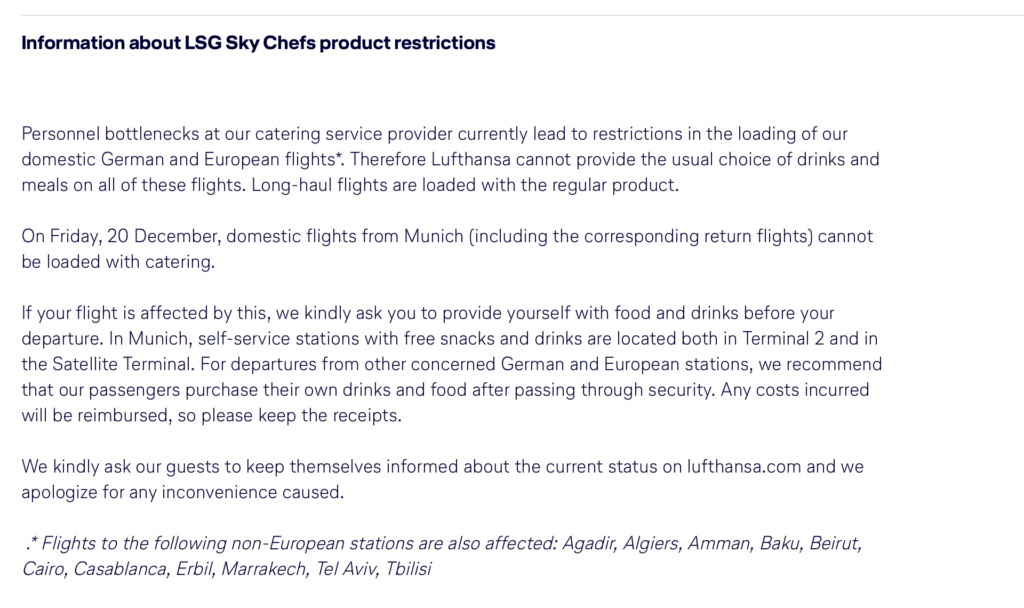 Lufthansa catering strike