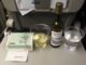 Hot snack and wine in Swiss economy class Stockholm-Zürich