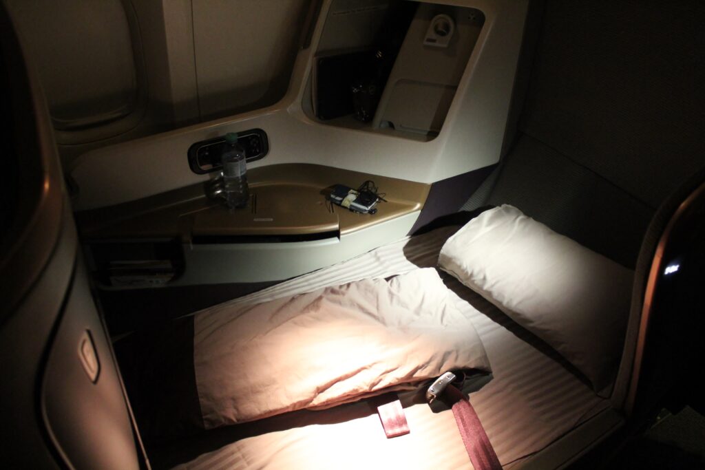 Singapore Airlines Business Class bed on the Boeing 777-300ER