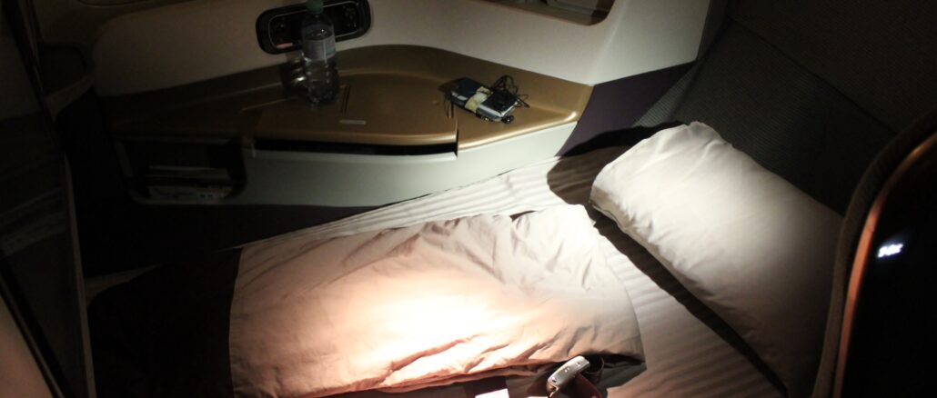Singapore Airlines Business Class bed on the Boeing 777-300ER