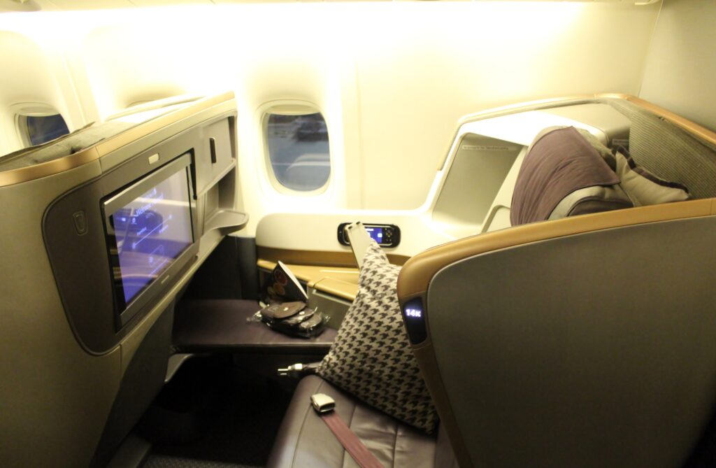 Singapore Airlines Business Class seat on the Boeing 777-300ER