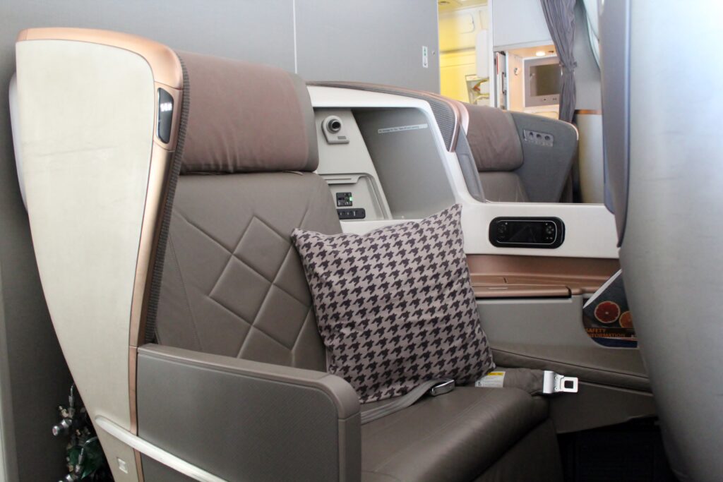 Singapore Airlines Business Class seat on the Boeing 777-300ER